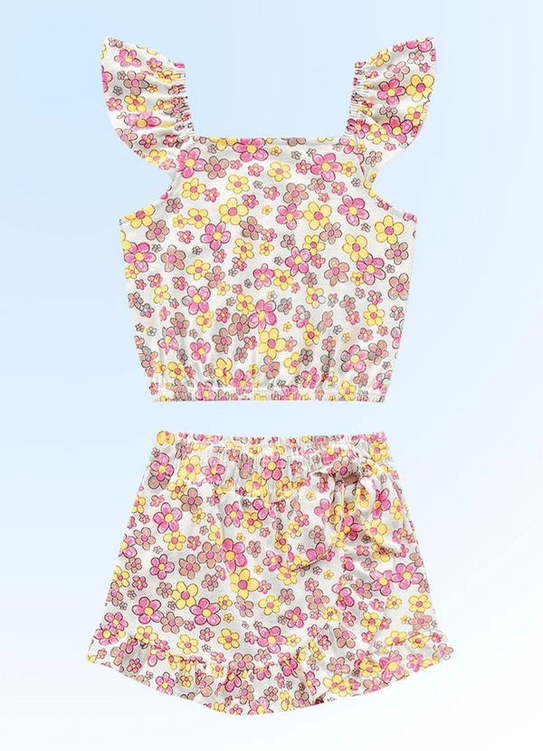 Fakini Kids - Conjunto Blusa/Short Saia Amarelo