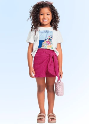 Fakini Kids - Conjunto Blusa/Short-Saia Bege - FAKINI KIDS