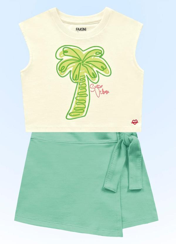 Fakini Kids - Conjunto Blusa/Short Saia Bege 3