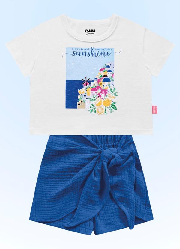 Fakini Kids - Conjunto Blusa/Short-Saia Branco