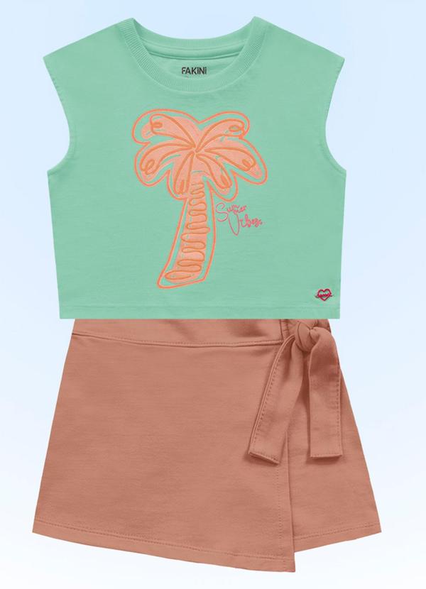 Fakini Kids - Conjunto Blusa/Short Saia Verde