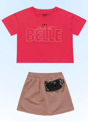 Fakini Kids - Conjunto Blusa/Short Saia Vermelho - FAKINI KIDS