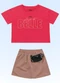 Fakini Kids - Conjunto Blusa/Short Saia Bege - variação: Vermelho
