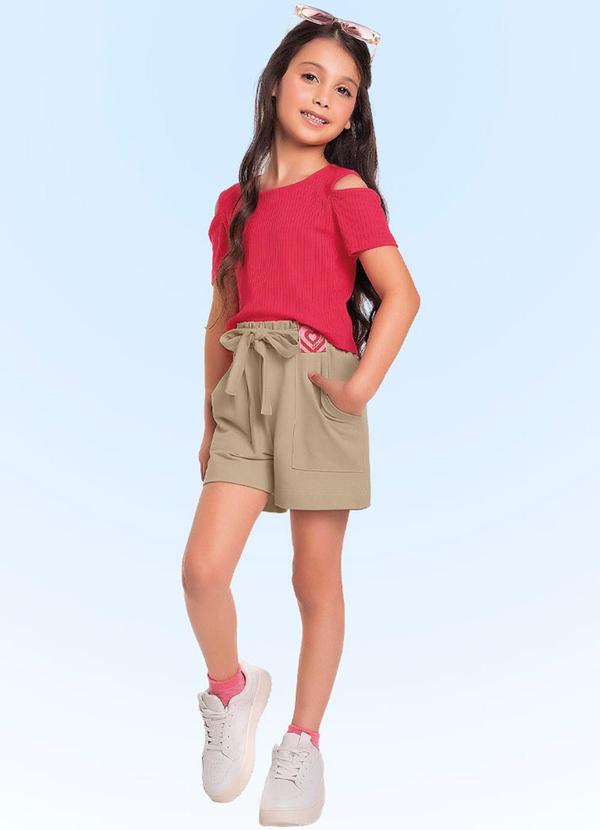 Fakini Kids - Conjunto Blusa/Short Vermelho