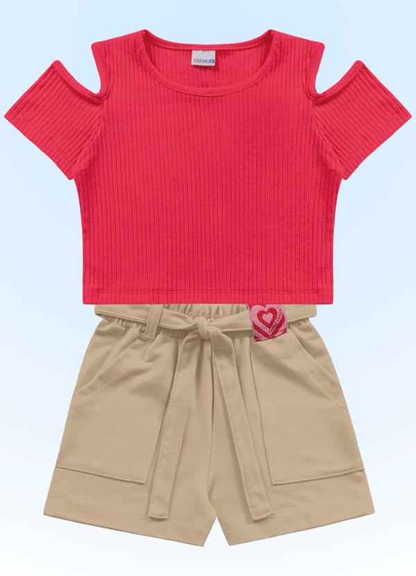 Fakini Kids - Conjunto Blusa/Short Vermelho 3