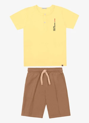 Trick Nick - Conjunto Verão Menino Meia Malha Amarelo - TRICK NICK