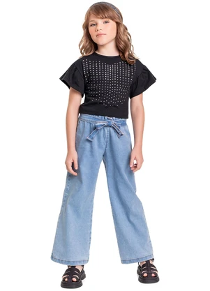 Quimby - Cropped Infantil em Cotton Preto - QUIMBY