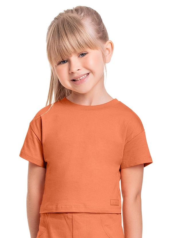 Quimby - Cropped Infantil em Meia Malha Laranja