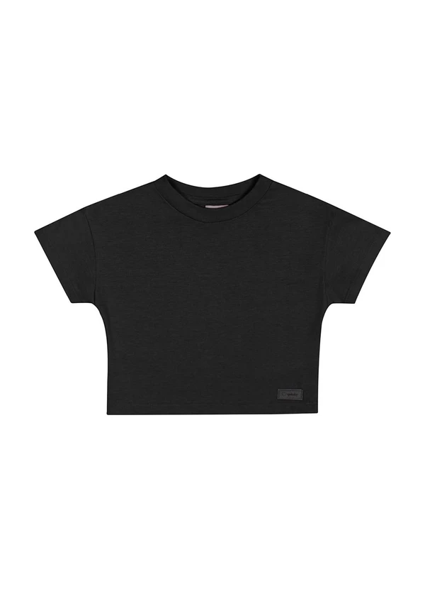 Quimby - Cropped Infantil em Meia Malha Preto