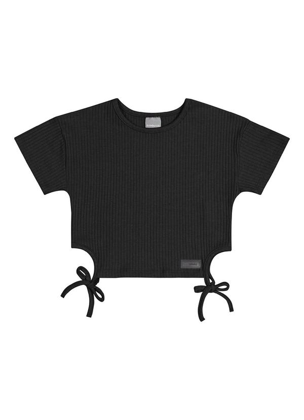 Quimby - Cropped Infantil em Ribana Canelada Preto 2