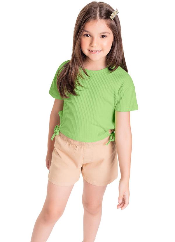 Quimby - Cropped Infantil em Ribana Canelada Verde