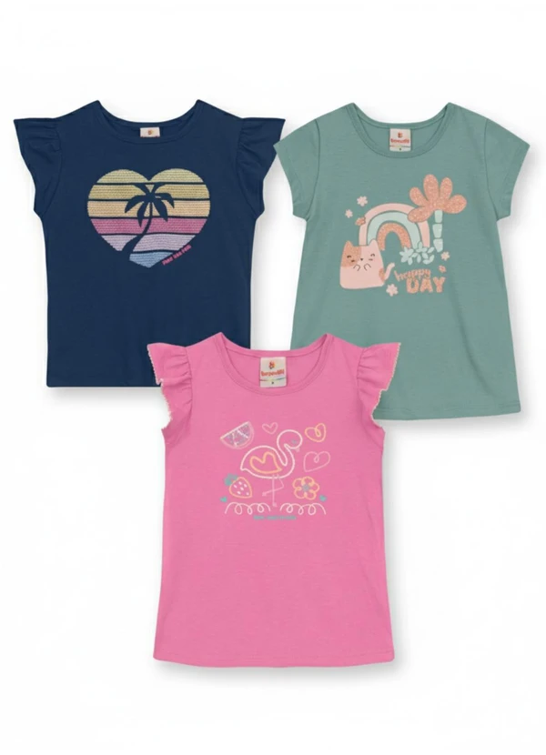Brandili - Kit Infantil Menina com 3 Blusas Sortidas 1