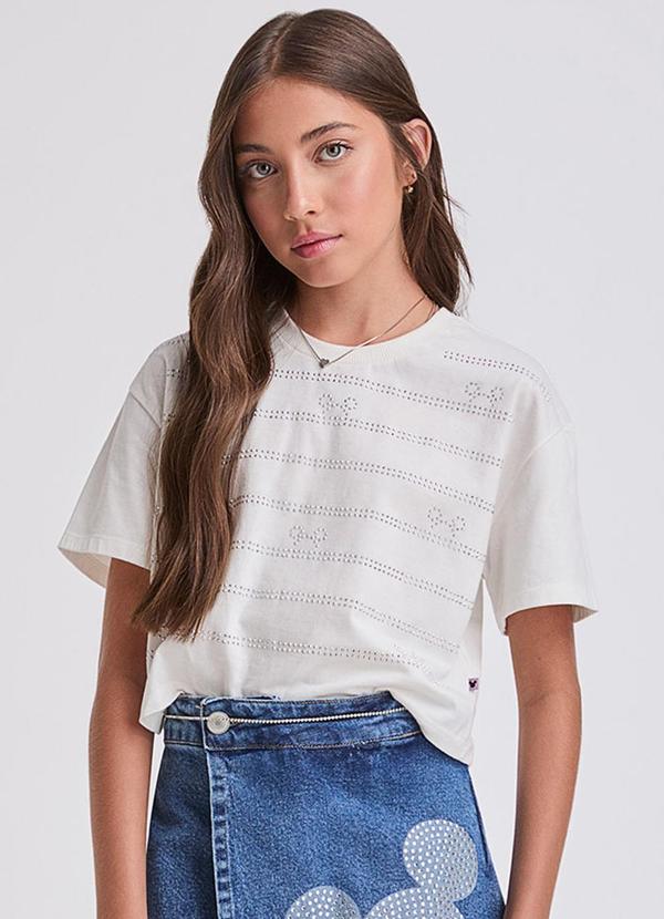 I Am - T-Shirt com Listas de Strass do Mickey Pérola