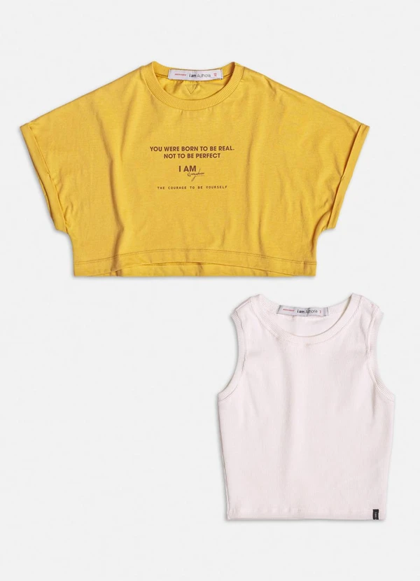 I Am - T-Shirt com Regata Amarelo 1