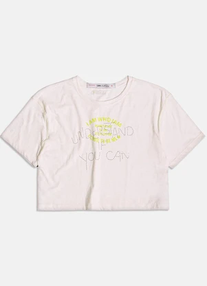 I Am - T-Shirt com Strass Off White - I AM
