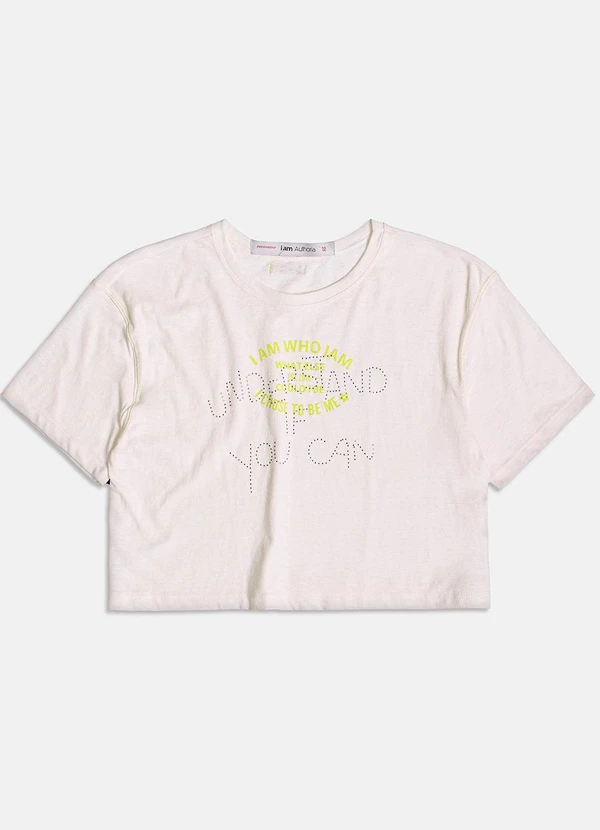 I Am - T-Shirt com Strass Off White 2