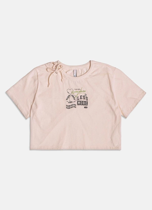 I Am - T-Shirt Creme com Ilhós Creme