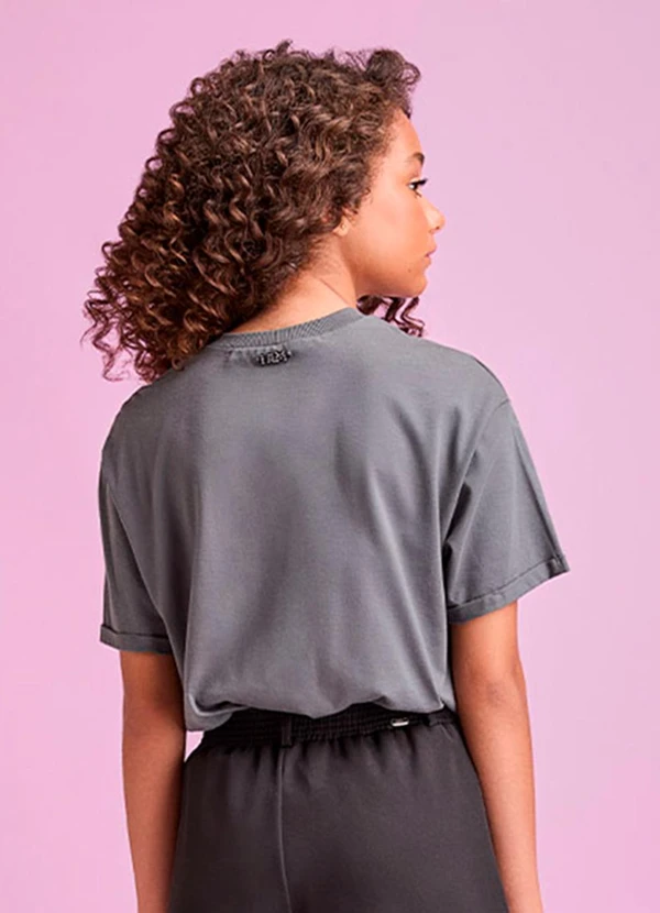 I Am - T-Shirt Grafite Joyful com Strass Cinza 2