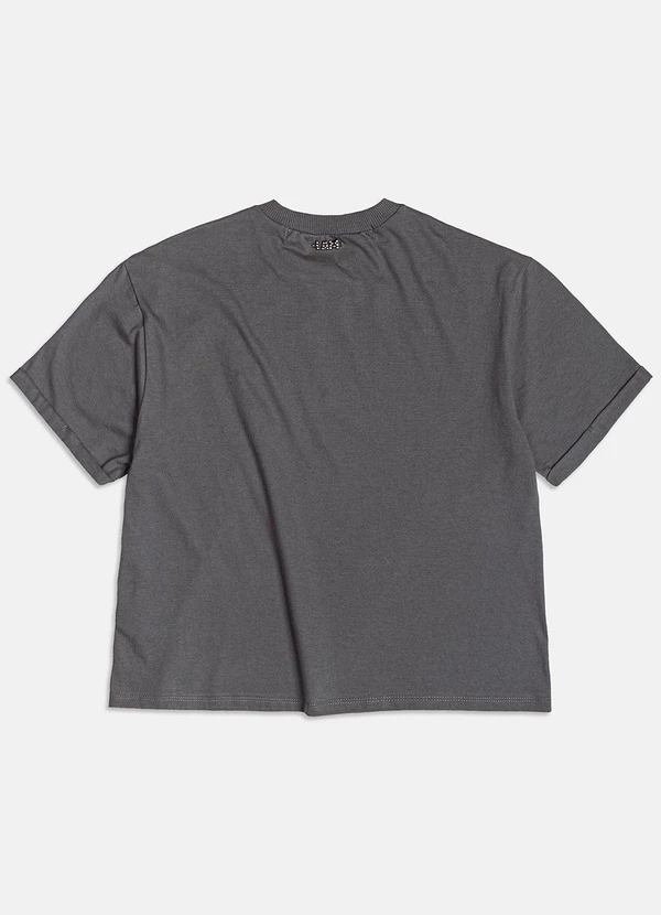 I Am - T-Shirt Grafite Joyful com Strass Cinza 4