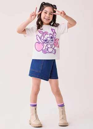 Bimbi - T-Shirt Infantil Menina do Stitch Disney Rosa - BIMBI
