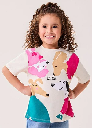 Bimbi - T-Shirt Infantil Menina Estampado Bege - BIMBI