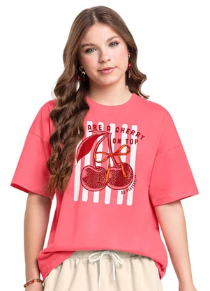 T-Shirt Oversized para Menina Gloss Rosa - GLOSS