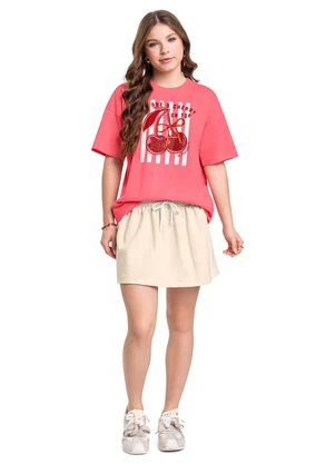 T-Shirt Oversized para Menina Gloss Rosa - GLOSS