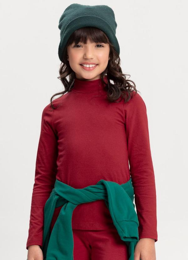 Alakazoo - Blusa Básica com Gola Alta Vermelho