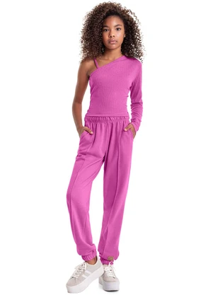 Gloss - Blusa Básica em Ribana Juvenil Rosa - GLOSS