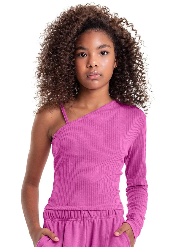 Gloss - Blusa Básica em Ribana Juvenil Rosa