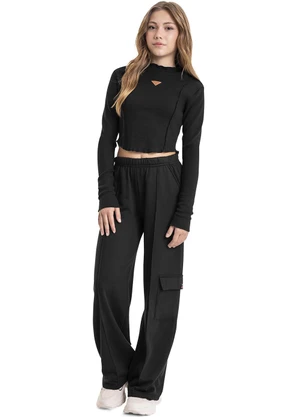 Gloss - Blusa Básica em Ribaninha Juvenil Preto - GLOSS