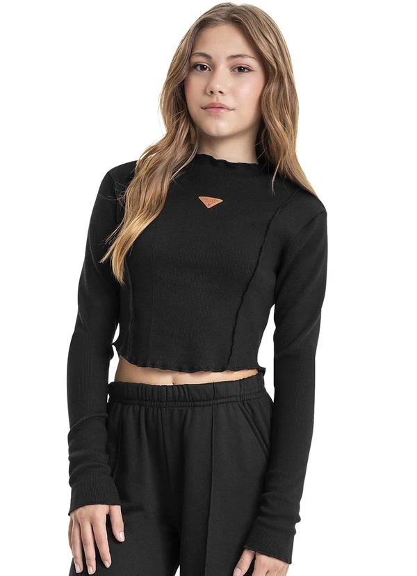 Gloss - Blusa Básica em Ribaninha Juvenil Preto