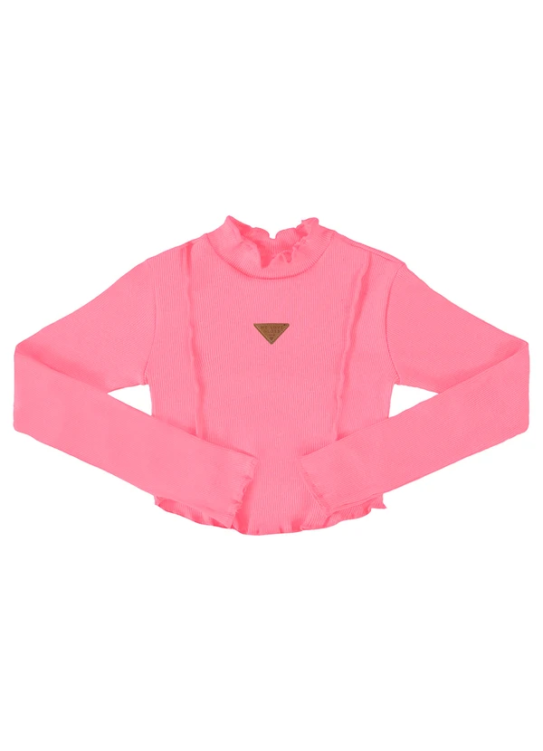 Gloss - Blusa Básica em Ribaninha Juvenil Rosa