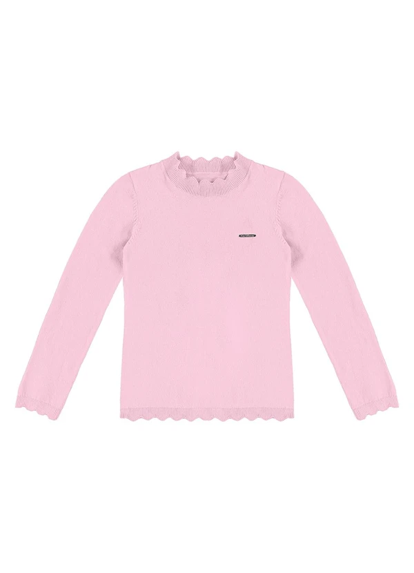 Carinhoso - Blusa Básica em Tricô Rosa Claro