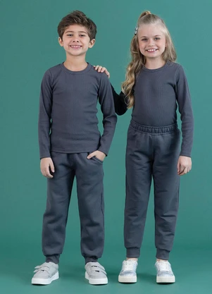 Soft Bonni - Blusa Básica Infantil Cinza Chumbo - SOFT BONNI