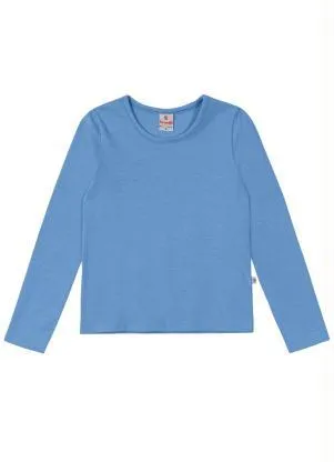 Brandili - Blusa Básica Infantil Menina em Cotton Azul - BRANDILI