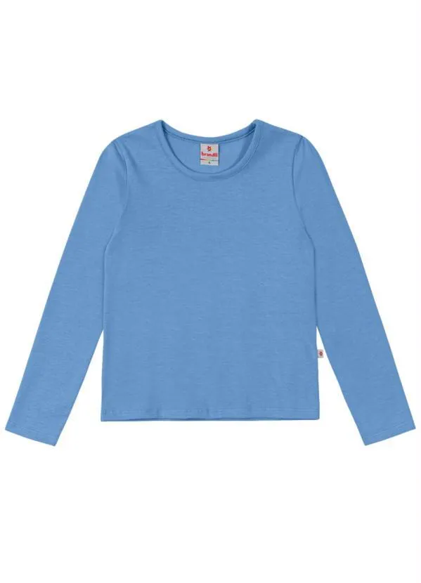 Brandili - Blusa Básica Infantil Menina em Cotton Azul