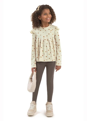 Duduka - Blusa Bata Infantil Coração Bege - DUDUKA