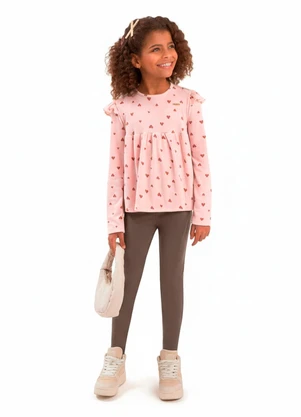 Duduka - Blusa Bata Infantil Coração Rosa - DUDUKA