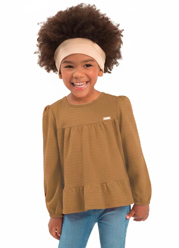 Duduka - Blusa Bata Infantil Manga Longa Bege