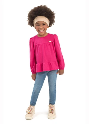 Duduka - Blusa Bata Infantil Manga Longa Rosa - DUDUKA
