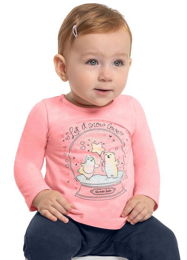 Quimby - Blusa Bebê Manga Longa Rosa