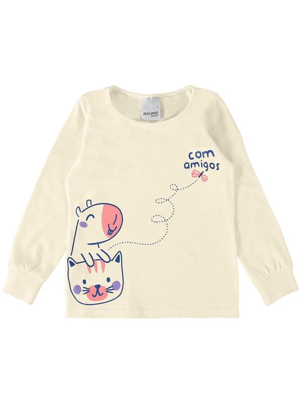 Malwee Kids - Blusa Bichinhos em Malha Menina Bege