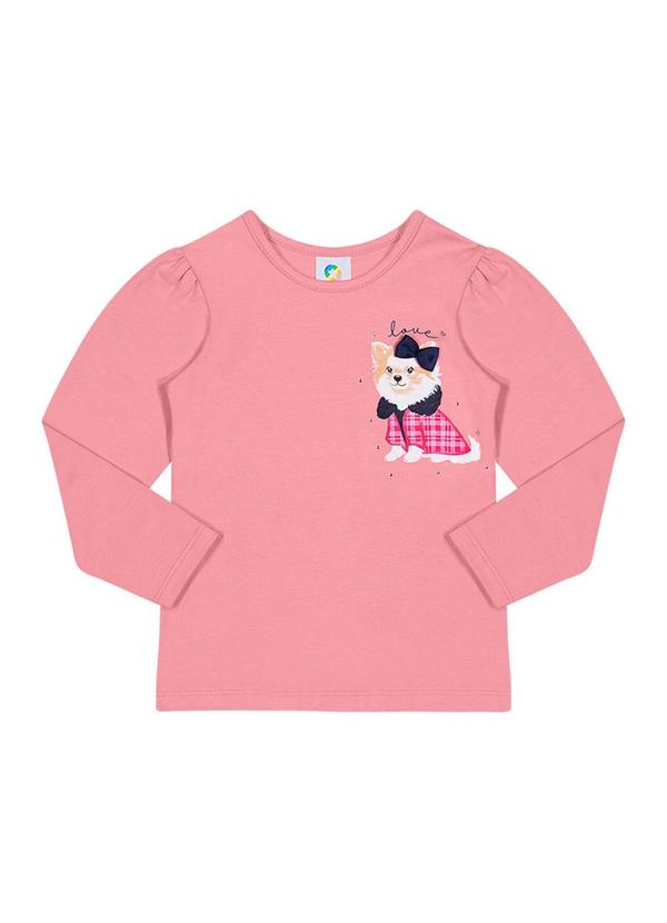 Alenice - Blusa Cachorrinho Menina Rosa
