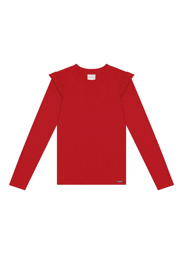 Alakazoo - Blusa Canelada com Babados Vermelho 3