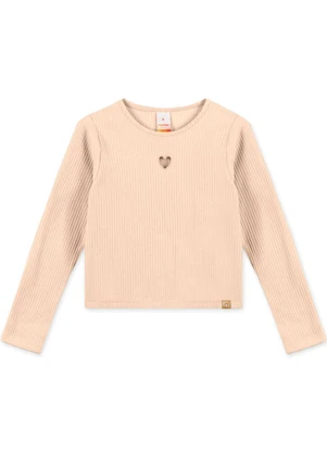 Marisol - Blusa Canelada Cropped Manga Longa Bege - MARISOL