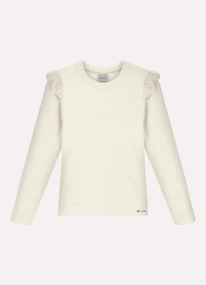 Alakazoo - Blusa Canelada de Mangas Longas Menina Branco - ALAKAZOO