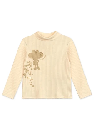 Lilica Ripilica - Blusa Canelada Manga Longa Bebê Bege - LILICA RIPILICA