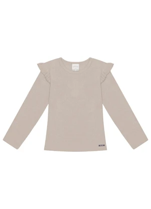 Alakazoo - Blusa com Babados no Ombro Bege - ALAKAZOO