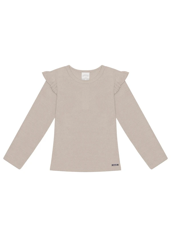 Alakazoo - Blusa com Babados no Ombro Bege